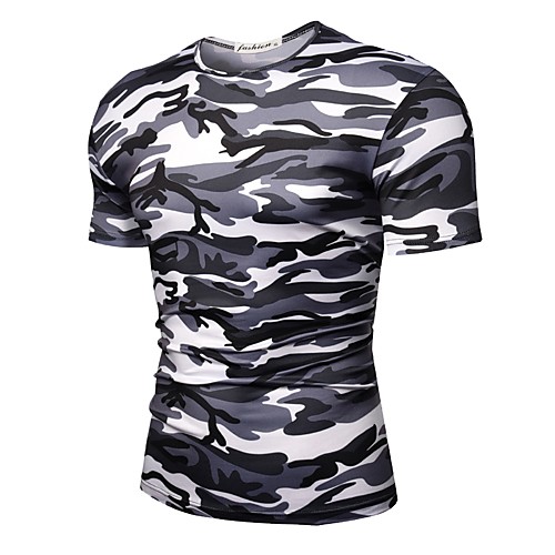 

Men's T shirt Camo / Camouflage Short Sleeve Sports Tops Basic Blue Red