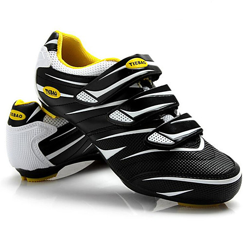 

Tiebao Road Bike Shoes Carbon Fiber Anti-Slip Cycling Black / White Men's Cycling Shoes / Breathable Mesh / Hook and Loop