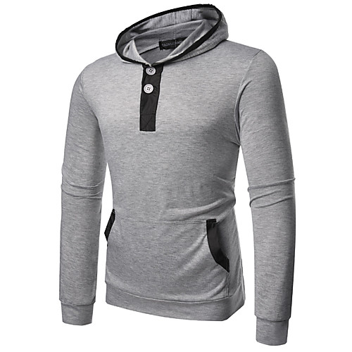 

Men's Hoodie Solid Colored Hooded Sports Basic Hoodies Sweatshirts Long Sleeve Black Light gray / Summer / Fall