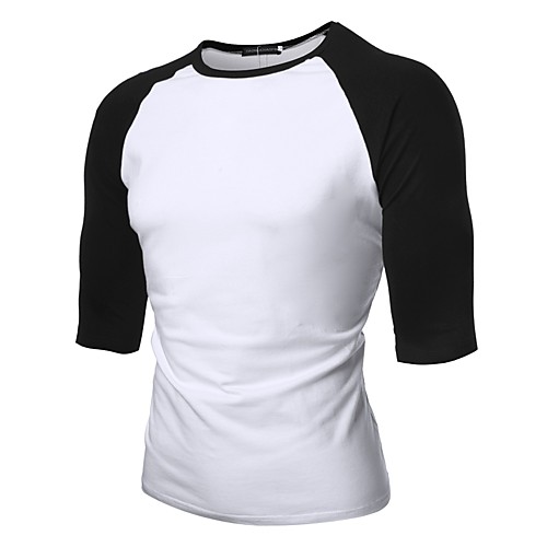 

Men's T shirt Color Block Short Sleeve Sports Tops Basic Black Green