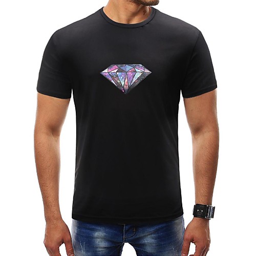 

Men's T shirt Geometric Plus Size Print Short Sleeve Daily Tops Basic White Black Gray