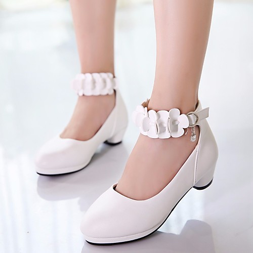 

Girls' Flower Girl Shoes / Tiny Heels for Teens PU Heels Little Kids(4-7ys) / Big Kids(7years ) White / Black / Pink Spring / Fall / EU37