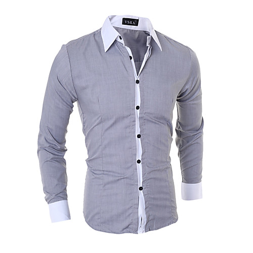 

Men's Shirt Solid Colored Long Sleeve Daily Tops Business Basic White Black Blue