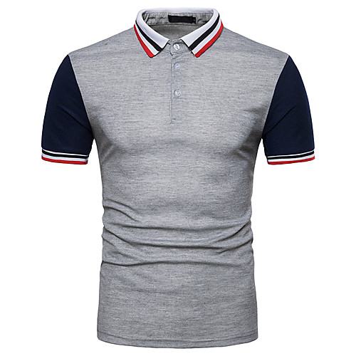 

Men's Polo Striped Color Block Patchwork Short Sleeve Daily Tops Basic Streetwear White Black Dark Gray