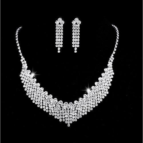 

Women's Cubic Zirconia Jewelry Set Drop Earrings Choker Necklace Classic Elegant Vintage Earrings Jewelry Silver For Wedding Party Engagement / Bridal Jewelry Sets