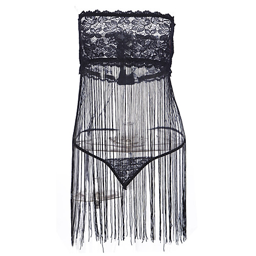 

Women's Sexy Babydoll & Slips Nightwear - Lace Solid Colored Black One-Size / V Neck