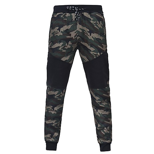 

Men's Active Basic Military Plus Size Cotton Slim Holiday Sweatpants Pants Camo / Camouflage Full Length Print Green Gray / Fall