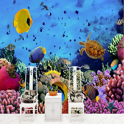 

Underwater World Coral Fish Custom Wallcovering 3D Mural Wallpaper Suitable for Office Restaurant Children