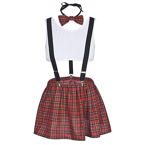

Women's Sexy Uniforms & Cheongsams / Suits Nightwear - Pleated Patchwork Red One-Size / Deep V