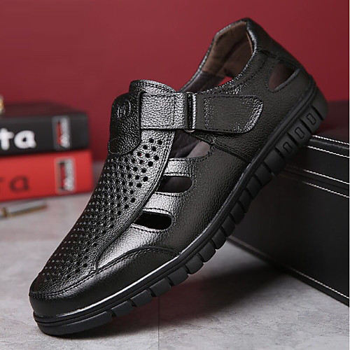 

Men's Sandals Comfort Shoes Outdoor Leather Black Brown Summer / EU42