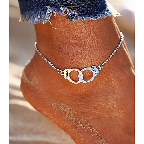 

Anklet feet jewelry Ladies Boho Bohemian Women's Body Jewelry For Going out Bikini Double Handcuff Partners in Crime Alloy Alphabet Shape Silver 1pc
