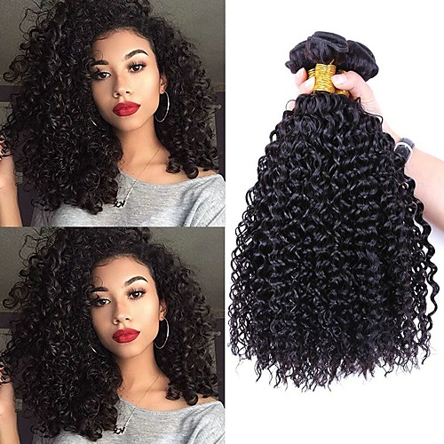 

3 Bundles Hair Weaves Indian Hair Curly Human Hair Extensions Remy Human Hair 100% Remy Hair Weave Bundles 300 g Natural Color Hair Weaves / Hair Bulk Human Hair Extensions 8-28 inch Natural Color