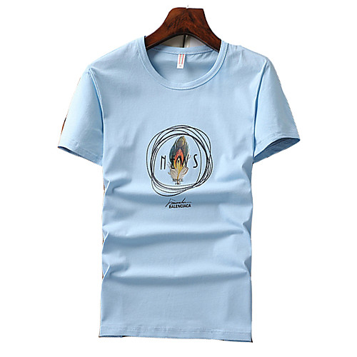

Men's T shirt Letter Short Sleeve Daily Tops Basic White Black Blue