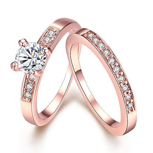 

Women's Band Ring Ring Set Midi Rings Diamond Cubic Zirconia tiny diamond 2pcs Silver Rose Gold Copper Gold Plated Rose Gold Plated Circle Ladies Simple Fashion Wedding Gift Jewelry Solitaire Round