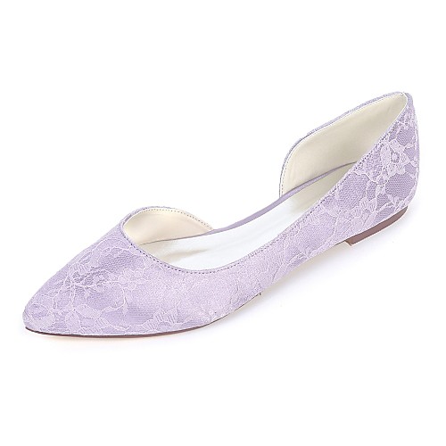 

Women's Flats Flat Heel Pointed Toe Ballerina Wedding Party & Evening Satin Floral White Light Purple Blue