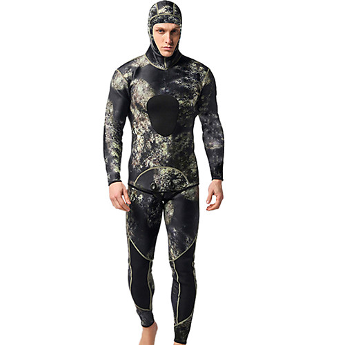 

Men's Full Wetsuit 3mm Neoprene Diving Suit Thermal / Warm Waterproof Long Sleeve 2-Piece - Swimming Diving Surfing Camo / Camouflage Spring Summer Fall / Winter / High Elasticity / 2 Piece