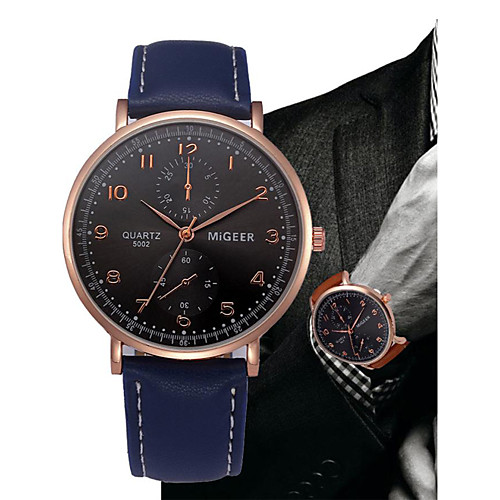 

Men's Wrist Watch Quartz Leather Black / Blue / Brown Chronograph Casual Watch Analog Bangle Minimalist - Black Brown Blue One Year Battery Life / SSUO LR626