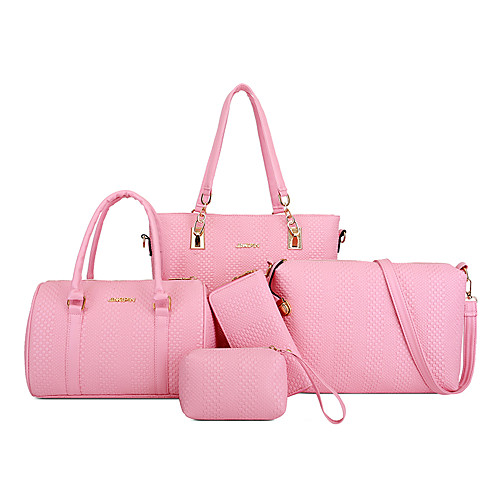 

Women's Zipper PU Bag Set Bag Sets Solid Color 5 Pieces Purse Set Black / Purple / Blushing Pink / Fall & Winter
