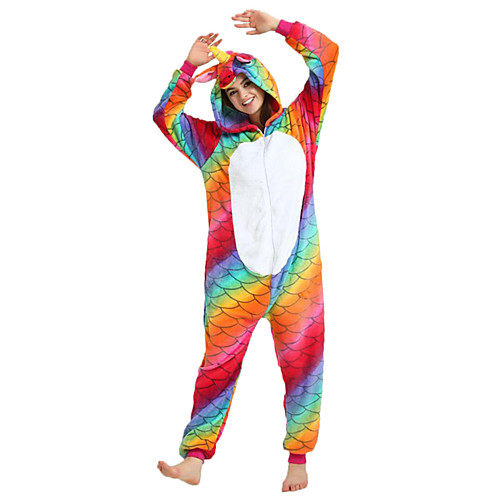 

Adults' Kigurumi Pajamas Flying Horse Onesie Pajamas Flannel Fabric Rainbow Cosplay For Men and Women Animal Sleepwear Cartoon Festival / Holiday Costumes