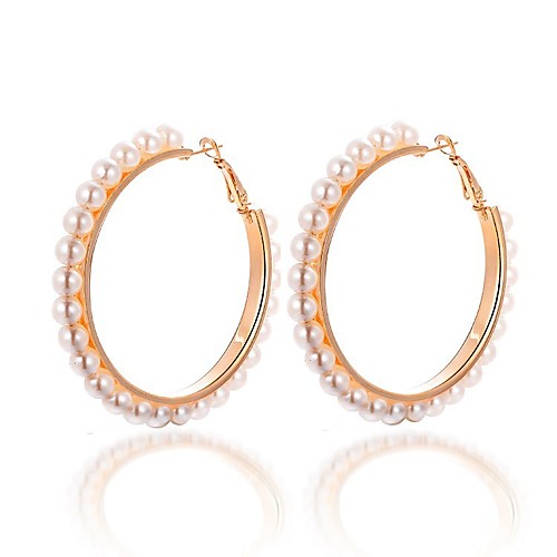 

Women's Hoop Earrings Sweet Oversized Imitation Pearl Earrings Jewelry Gold For Party Daily