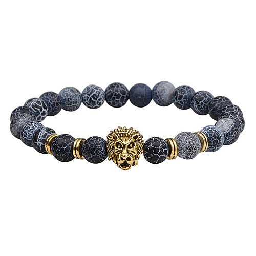 

Men's Natural Stone Bead Bracelet Beads Lion Chakra Vintage Fashion equilibrio Stone Bracelet Jewelry Black / Silver / Brown For Gift Street