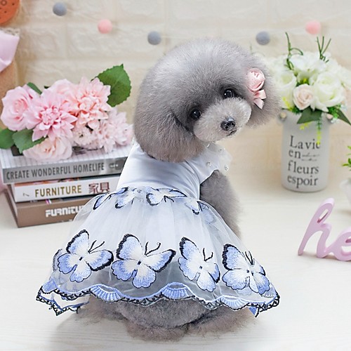 

Dog Cat Pets Dress Puppy Clothes Bowknot Pearl Flower Princess Japan and Korea Style Dog Clothes Puppy Clothes Dog Outfits Blue Pink Costume for Girl and Boy Dog 100% Polyester XS S M L XL