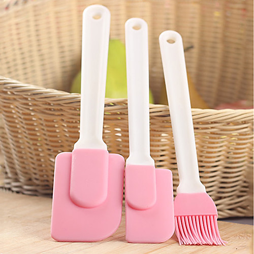 

3pcs Kitchen Silicone Cream Butter Spatula Brush Set Cake Batter Shovel Scraper