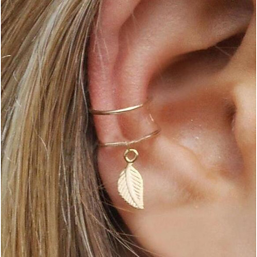 

Women's Clip on Earring Ear Cuff One Earring Geometrical Leaf Statement Ladies Small Earrings Jewelry Gold / Silver For Evening Party Street 1pc