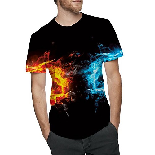 

Men's T shirt Paisley Print Short Sleeve Daily Tops Black