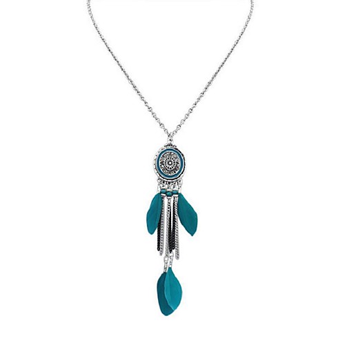 

Tanzanite Pendant Necklace Chain Necklace Thick Chain Feather Dream Catcher Ladies Ethnic Fashion Native American Feather Alloy Black Blue Rainbow Coffee 70 cm Necklace Jewelry For Holiday Street