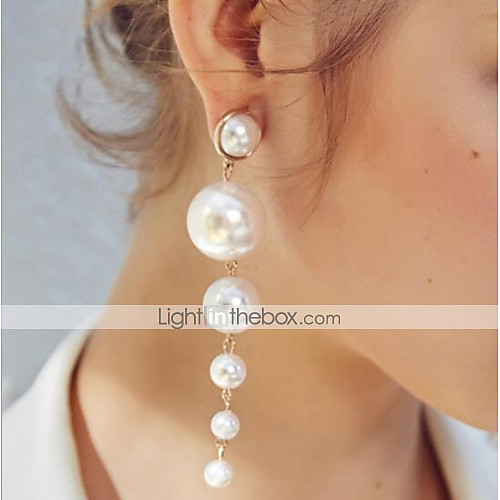 

Women's Pearl Drop Earrings Long Drop Ladies Classic Imitation Pearl Earrings Jewelry White For Daily