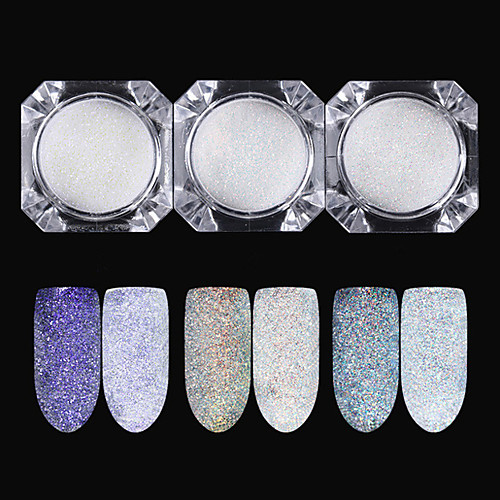 

One-piece Suit / 3pcs Glitter Powder For Glossy nail art Manicure Pedicure Mirror Effect / Nail Glitter Wedding / Event / Party