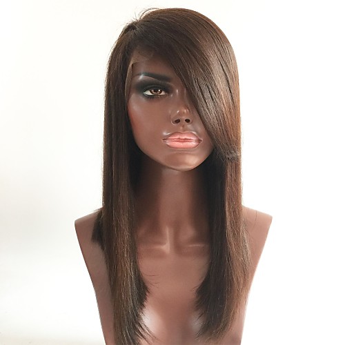 

Virgin Human Hair Lace Front Wig Bob With Bangs Kardashian style Brazilian Hair Straight Brown Wig 130% Density with Baby Hair Women's Short Medium Length Long Human Hair Lace Wig Aili Young Hair