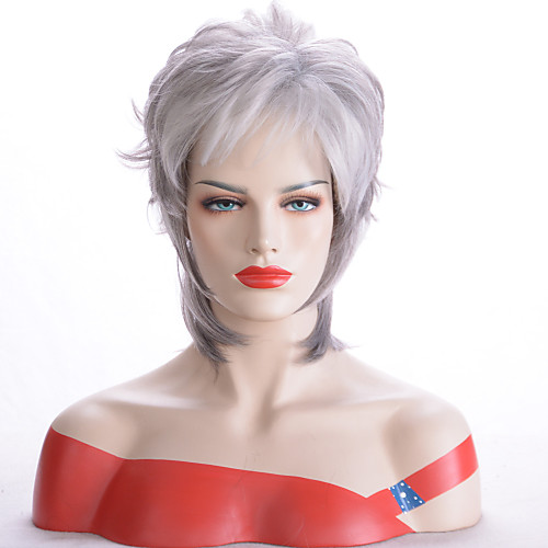 

Synthetic Wig Wavy Pixie Cut Wig Short Silver Synthetic Hair Women's Heat Resistant Synthetic New Arrival Silver / African American Wig