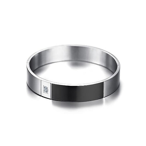 

Cubic Zirconia Bracelet Bangles Fashion Initial Stainless Steel Bracelet Jewelry Black / Silver For Wedding Gift Daily Masquerade Engagement Party Prom