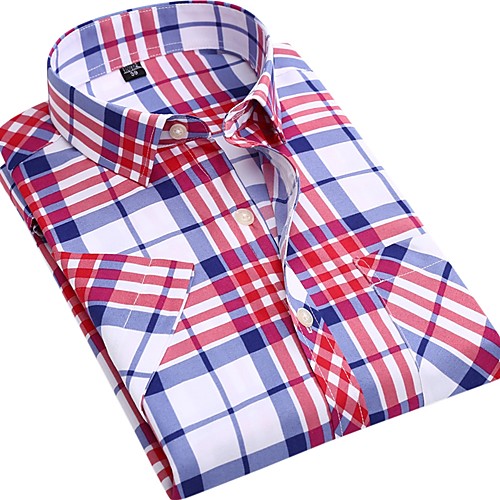 

Men's Shirt Geometric Short Sleeve Daily Tops Basic Blue Red Light Green