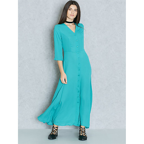 

Women's Bodycon Maxi long Dress Green Half Sleeve Solid Colored Spring Summer V Neck Streetwear Sophisticated Party Work Slim M L XL XXL 3XL / Plus Size / High Waist / Plus Size / Sexy