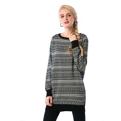 

Women's Plaid Pullover Cotton Long Sleeve Regular Sweater Cardigans Round Neck Spring Black