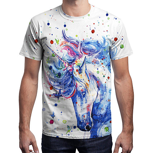 

Inspired by Galaxy Unicorn T-shirt Terylene Unicorn Printing T-shirt For Men's / Women's