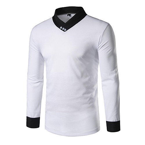 

Men's T shirt Solid Colored Long Sleeve Daily Tops Basic White Black Red