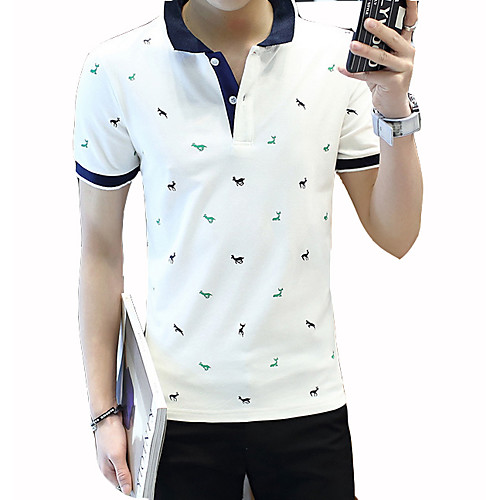 

Men's Polo Graphic Short Sleeve Daily Tops Basic White Black Navy Blue