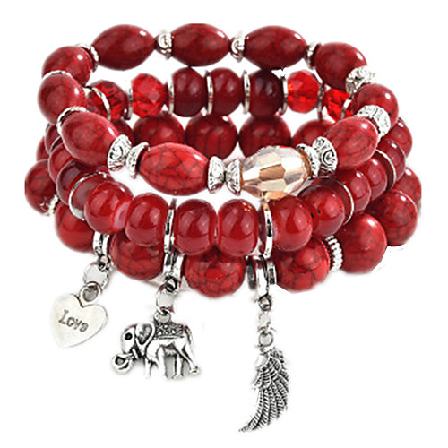 

3pcs Tanzanite Charm Bracelet Bead Bracelet Pendant Bracelet Layered Ladies Fashion Multi Layer Alloy Bracelet Jewelry Rainbow / Red / Blue For Daily Going out