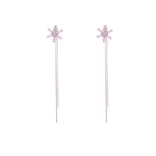 

Drop Earrings Long Snowflake Ladies Korean Sweet Fashion Sterling Silver Earrings Jewelry Silver For Party