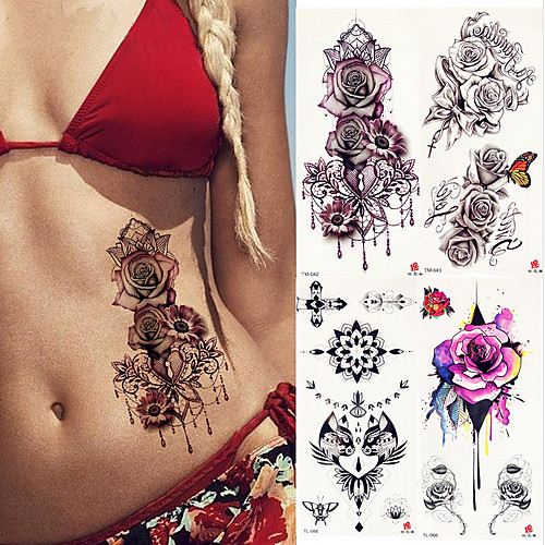 

4 pcs Tattoo Stickers Temporary Tattoos Flower Series Body Arts Arm