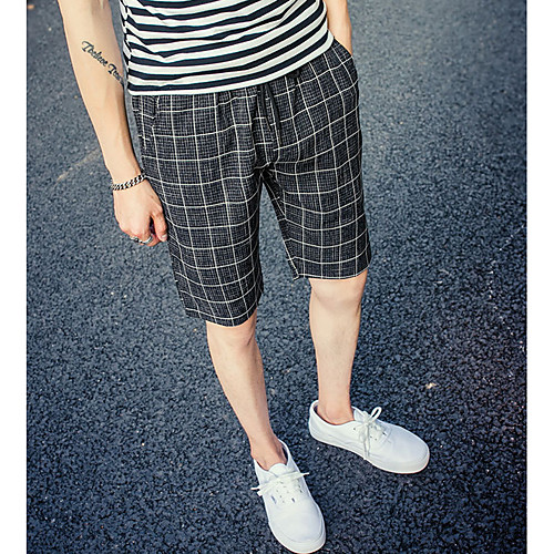 

Men's Sporty Simple Sports Chinos Shorts Pants Check Solid Colored Basic Black Navy Blue Gray