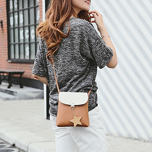 

Women's PU Crossbody Bag Color Block Brown