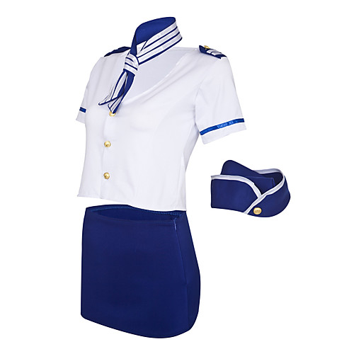 

Women's Sexy Uniforms & Cheongsams Nightwear - Print, Cosplay Costumes Color Block White XL XXL XXXL / V Neck
