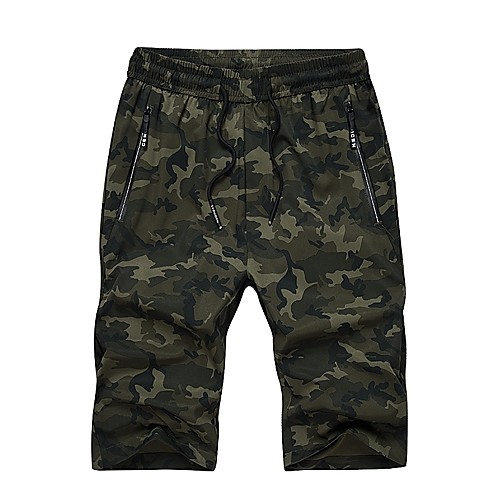 

Men's Basic Loose Daily Weekend Shorts Pants Camo / Camouflage Knee Length Army Green Gray / Summer