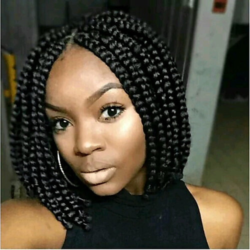 

Synthetic Lace Front Wig Curly Bob Asymmetrical Side Part Lace Front Wig Medium Length Medium Brown / Dark Auburn Natural Black Synthetic Hair Women's Heat Resistant Faux Locs Wig Braided Wig Black