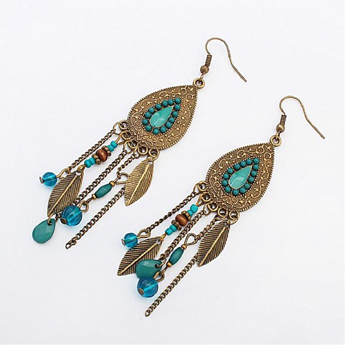 

Women's Turquoise Drop Earrings Vintage Style Leaf Wings Ladies Fashion western style Resin Earrings Jewelry Rainbow / Red / Blue For Holiday Going out